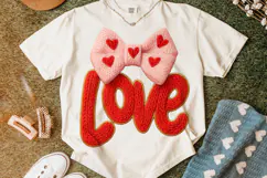 Love Valentine's Day PNG, Valentine Patchwork PNG, Coquette Product Image 1