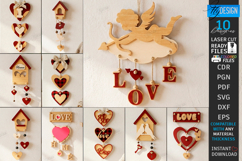 Love Wall Ornament Laser Cut Bundle | Romantic Hanging Signs Product Image 1