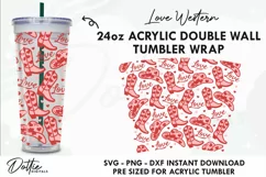 Love Western Starbucks No Gap 24oz Acrylic Tumbler Wrap Product Image 1