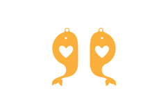 Whale Earrings with Heart Love Text Laser Cut Template Product Image 2