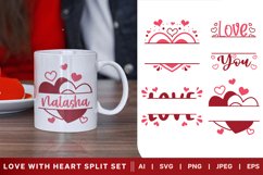 Heart and Love Text with Split for Custom Name, Monogram Set Product Image 1