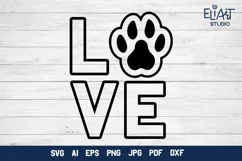 Love with Paw Print SVG | Dog Mom SVG Cut File
