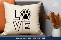 Love with Paw Print SVG | Dog Mom SVG Cut File