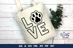 Love with Paw Print SVG | Dog Mom SVG Cut File
