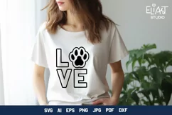 Love with Paw Print SVG | Dog Mom SVG Cut File