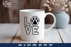 Love with Paw Print SVG | Dog Mom SVG Cut File
