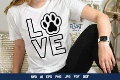 Love with Paw Print SVG | Dog Mom SVG Cut File