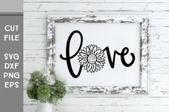 Love with Sunflower, Hand Lettered Summer Floral SVG Product Image 1