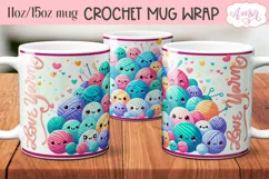 Love yarn mug wrap PNG for sublimation| Knitting crochet mug Product Image 1