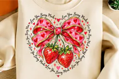 Love You Berry Much Png, Valentine Coquette Heart Png, Straw Product Image 2