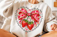 Love You Berry Much Png, Valentine Coquette Heart Png, Straw Product Image 3