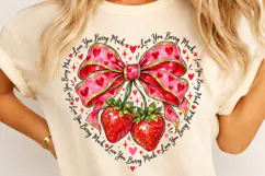 Love You Berry Much Png, Valentine Coquette Heart Png, Straw Product Image 4