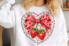 Love You Berry Much Png, Valentine Coquette Heart Png, Straw Product Image 5