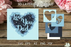 Love you Dad card Layered paper cut Fathers day card SVG