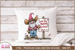 Love you Gnome Matter What Cowboy Valentine Gnome png Product Image 4