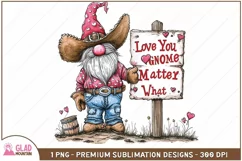 Love you Gnome Matter What Cowboy Valentine Gnome png Product Image 1