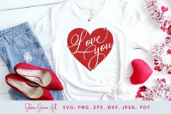 love you heart svg shirt design by shine green art