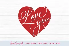 Love You Heart Valentine's Day SVG Design Product Image 3