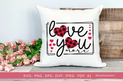 Love You More Buffalo Plaid Heart| Valentine's Day SVG Product Image 2