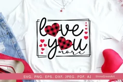 Love You More Buffalo Plaid Heart| Valentine's Day SVG Product Image 1
