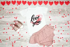 Love you valentines day quote with pink handdrawn heart. SVG Product Image 4