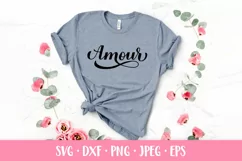 Amour SVG. Love in French. Hand lettered Valentines design Product Image 2