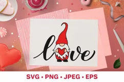 Love gnome SVG. Valentines day design. Valentine lettering Product Image 1