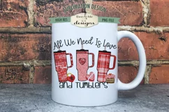 Love & Tumblers Sublimation Design | Valentine Tumblers PNG Product Image 2