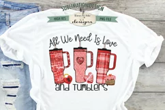Love & Tumblers Sublimation Design | Valentine Tumblers PNG Product Image 1