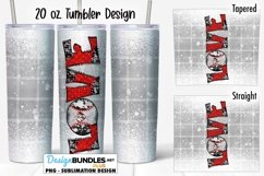 Love Baseball Cowhide Letters 20 oz Tumbler Sublimation Wrap Product Image 1