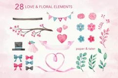 Watercolor Valentine Lovebirds Clipart, Wedding Birds PNG Product Image 5