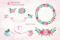 Watercolor Valentine Lovebirds Clipart, Wedding Birds PNG Product Image 4