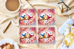 Lovebirds-Watercolor - 4&quot; Coaster Sublimation PNG Design Product Image 1