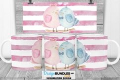 Pink Valentine Love Birds | Sublimation Mug Wrap PNG Product Image 1