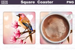 Cute Bird Square Coaster | Spring Coaster Sublimation Product Image 1