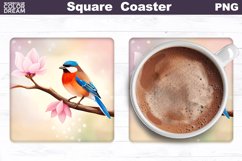 Cute Bird Square Coaster | Spring Coaster Sublimation Product Image 1