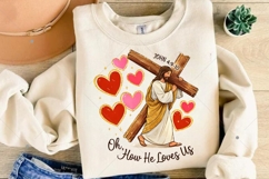 Loved Before Love Valentines Day PNG, Glitter Jesus Product Image 3