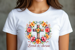 Watercolor Cross &amp; Floral Wreath PNG Product Image 5