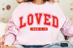 Retro Loved John 3:16 PNG | Valentine's Day PNG Product Image 1