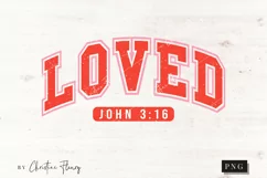 Retro Loved John 3:16 PNG | Valentine's Day PNG Product Image 3
