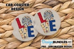 Patriotic LOVE Fireworks Car Coaster or Keychain Sublimation Product Image 1