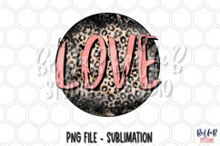 Loved Distressed Leopard Sublimation Design,Valentine&#039;s Day Product Image 1