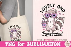 Lovely and Caffeinated PNG, Vintage Retro Raccoon Valentine Product Image 3