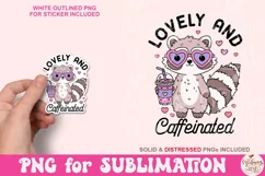 Lovely and Caffeinated PNG, Vintage Retro Raccoon Valentine Product Image 4