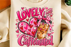 Lovely & Caffeinated Valentine PNG, Coquette Bow Digital Dow Product Image 2