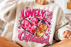Lovely & Caffeinated Valentine PNG, Coquette Bow Digital Dow Product Image 3