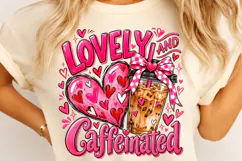Lovely & Caffeinated Valentine PNG, Coquette Bow Digital Dow Product Image 4