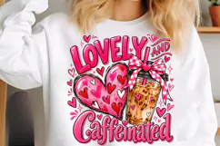 Lovely & Caffeinated Valentine PNG, Coquette Bow Digital Dow Product Image 5