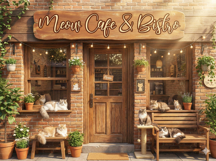 A Meow Cafe cat cafe sign in the friendly and adorable Lovely Coffee font