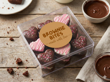 A cookie box label with Made with Love text in a warm script Lovely Coffee font